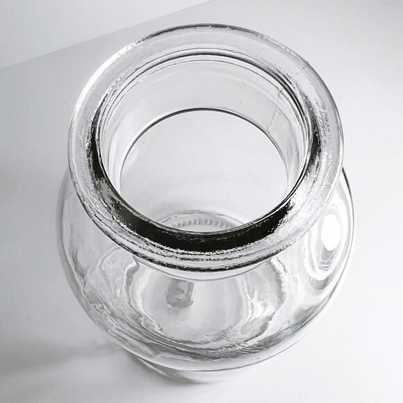 Vintage Pressed Clear Glass Wide Neck Rolled Rim Chunky Bottle Vase (EUC) - Picture 3 of 8